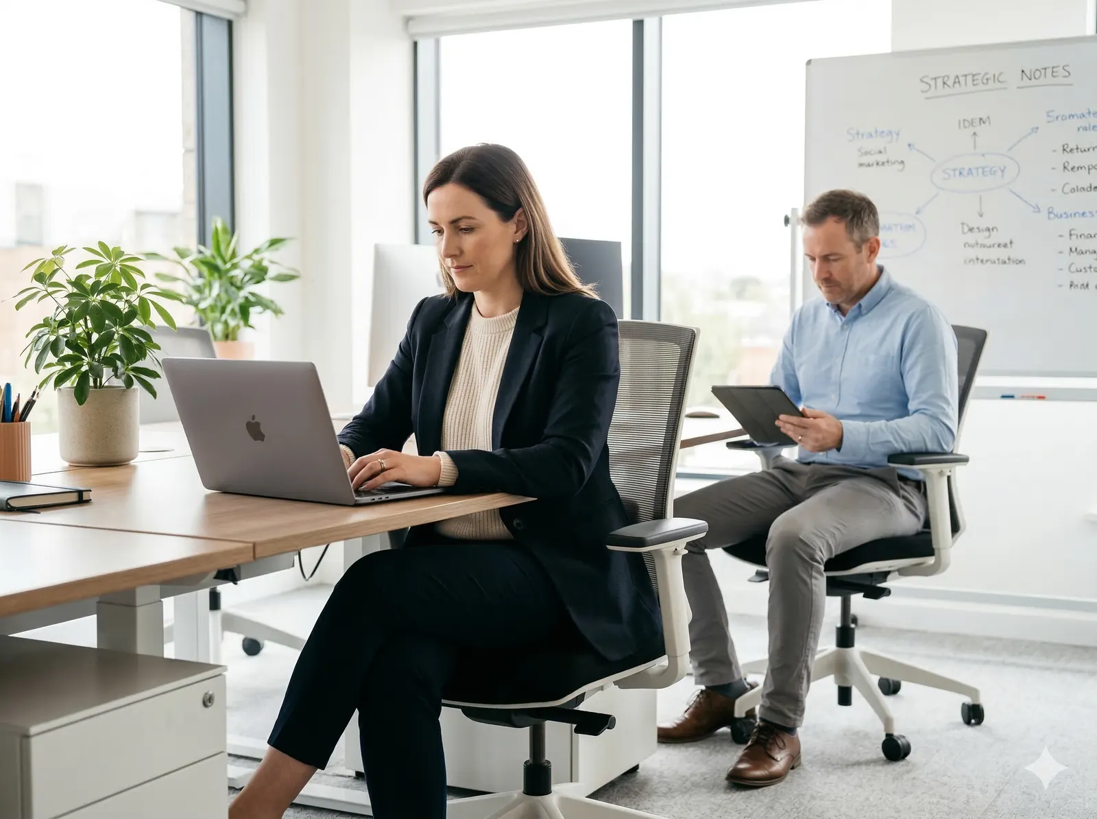 Clean professional workspace with laptop